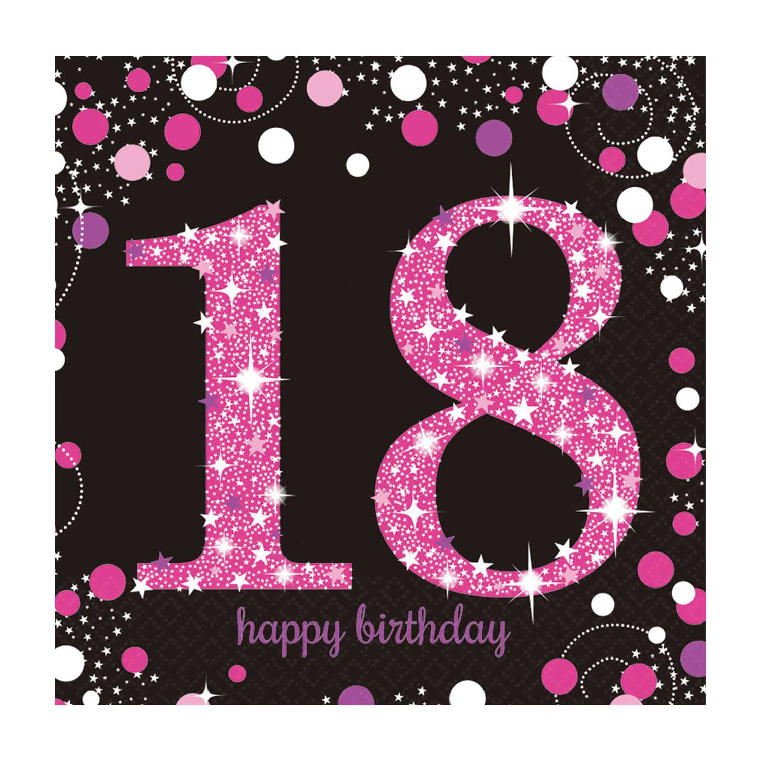 海外並行輸入正規品 18th Celebration Sparkling Pink Birthday Napkins Luncheon 使い捨て食器